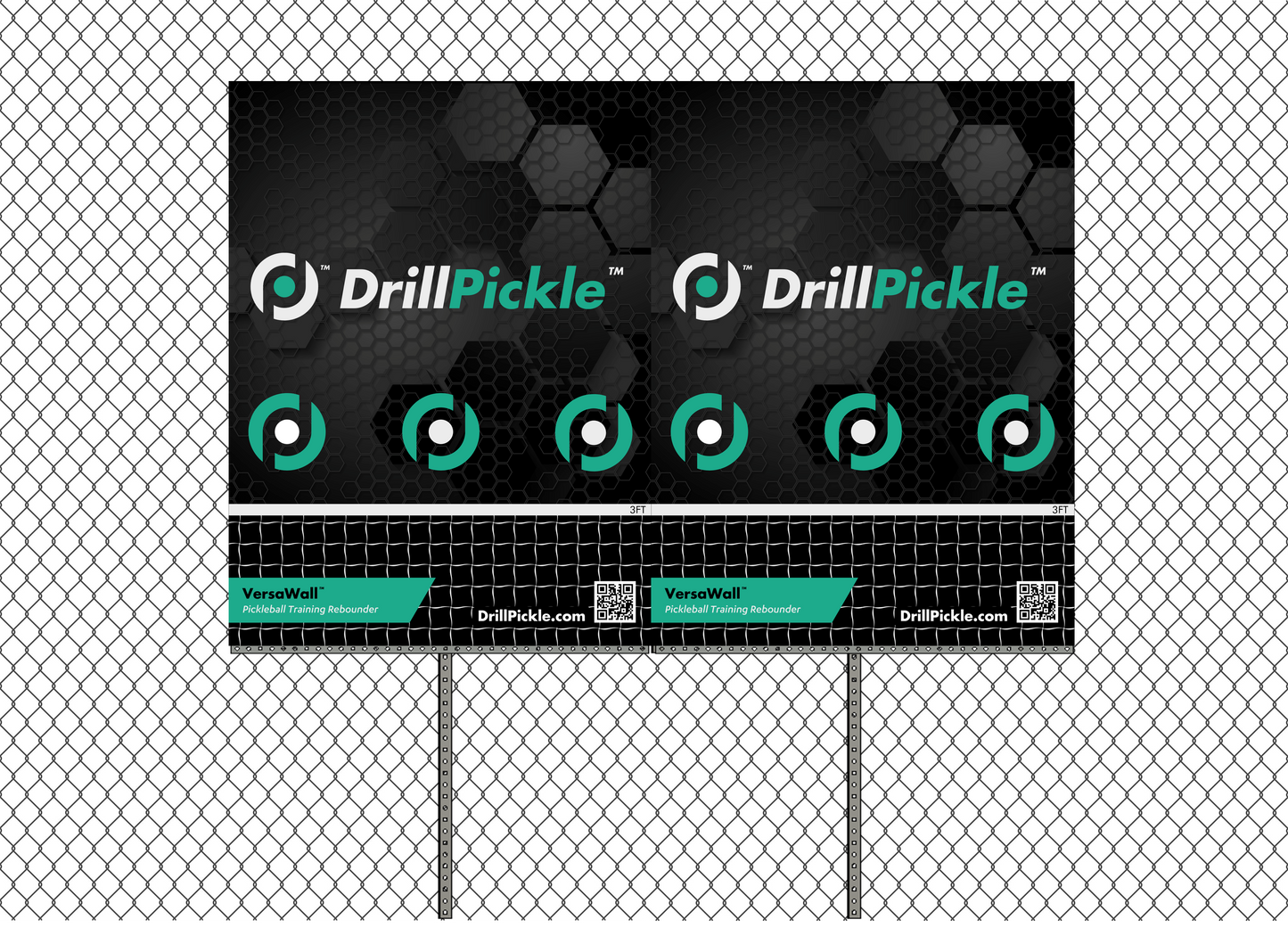 Commercial VersaWall Pickleball Rebounder Outdoor Fence Mounted XL (6' x 6')